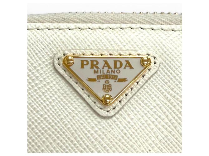 Saffiano Prada Mini-Tasche mit Kettenriemen Weiß - Ansicht 10