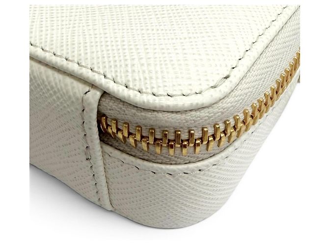 Saffiano Prada Mini-Tasche mit Kettenriemen Weiß - Ansicht 8