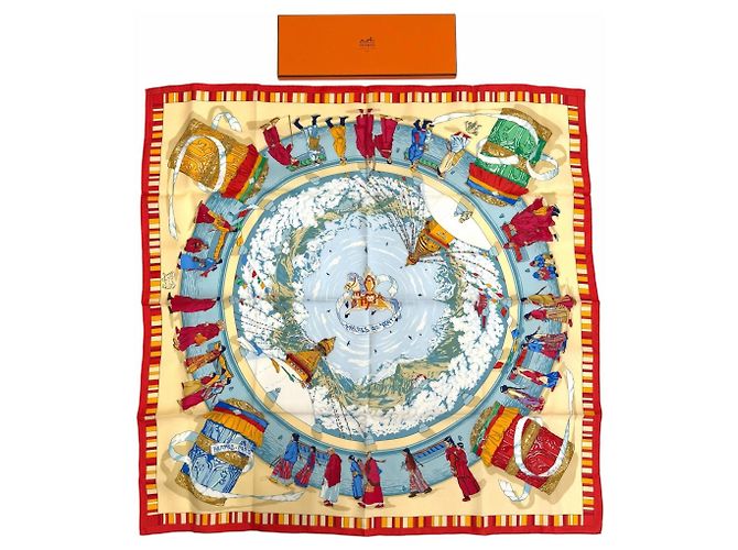 Hermès Pañuelo de seda Hermes Prieres au Vent Roja Multicolor - vista 2