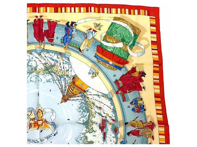 Hermès Pañuelo de seda Hermes Prieres au Vent Roja Multicolor - vista 4