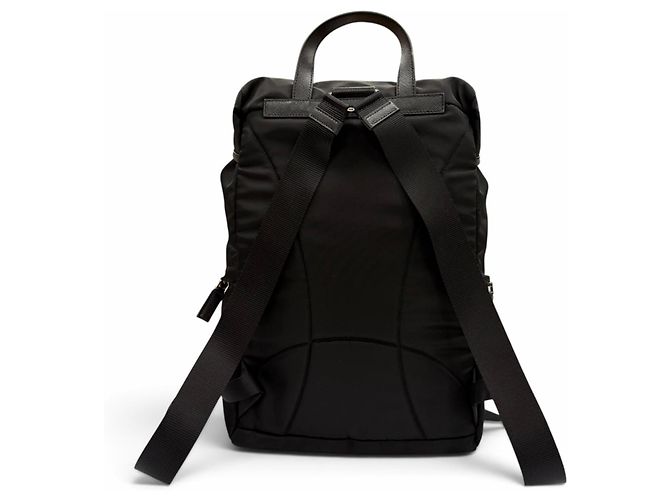 Prada Nylon Leather Triangle Logo Backpack Black - view 4