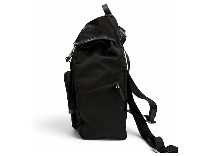 Prada Nylon Leather Triangle Logo Backpack Black - view 5