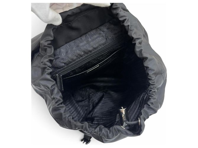 Prada Nylon Leather Triangle Logo Backpack Black - view 8