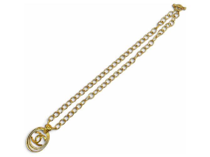 Collana a catena dorata Chanel Vintage 95P Coco Mark D'oro - vista 4
