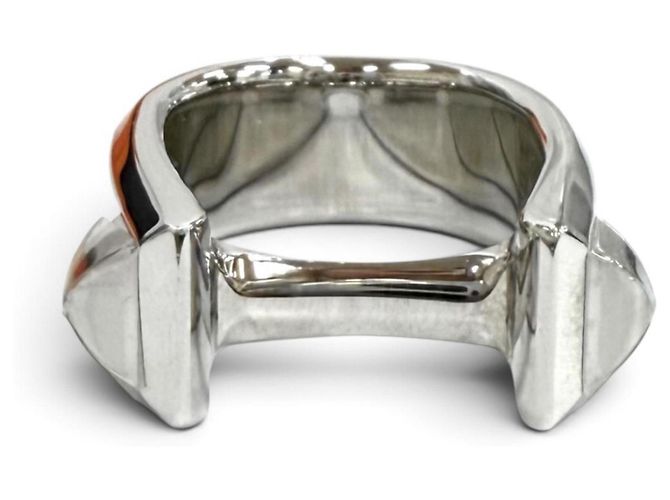 Ring Hermès Anel Hermes Jocchetto de banda dupla Preto Prata - vista 3