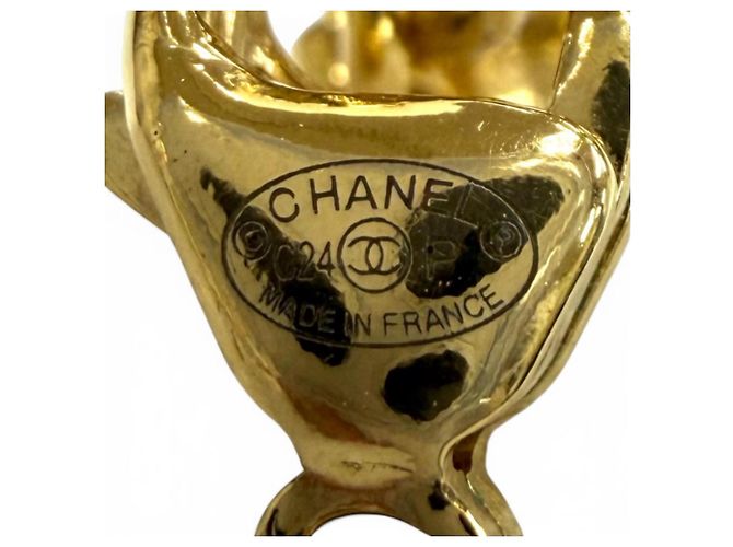 Chanel Coco Mark Quilted Rhinestone Necklace Golden - view 7