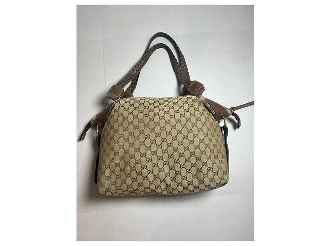 Gucci Bamboo Bar Tote Borsa Monogram Beige/Marrone - vista 2