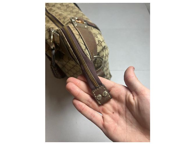 Gucci Bamboo Bar Tote Borsa Monogram Beige/Marrone - vista 6