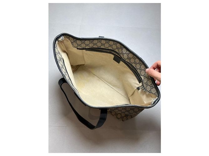 Borsa Gucci Ophidia Shopping Tela GG Supreme Beige/Grigio - vista 10