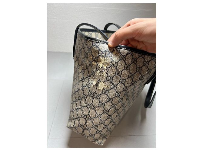 Borsa Gucci Ophidia Shopping Tela GG Supreme Beige/Grigio - vista 7
