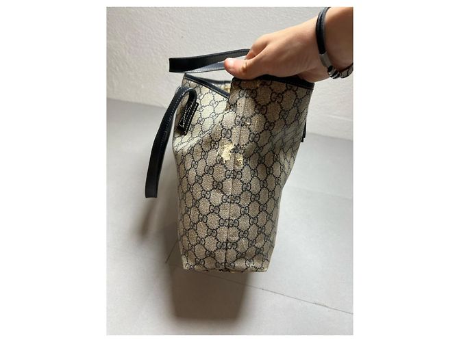 Borsa Gucci Ophidia Shopping Tela GG Supreme Beige/Grigio - vista 8