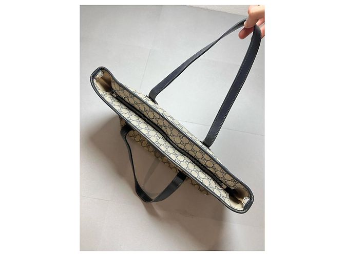 Borsa Gucci Ophidia Shopping Tela GG Supreme Beige/Grigio - vista 9