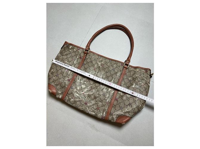 Borsa Gucci Ophidia Shopping Tela GG Monogram con Stelle Marrone Rosa Corallo - vista 11
