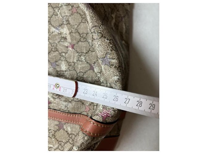 Borsa Gucci Ophidia Shopping Tela GG Monogram con Stelle Marrone Rosa Corallo - vista 14
