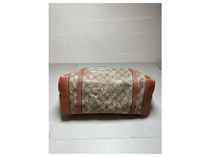 Borsa Gucci Ophidia Shopping Tela GG Monogram con Stelle Marrone Rosa Corallo - vista 6