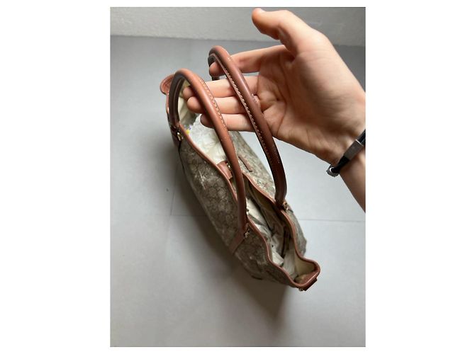 Borsa Gucci Ophidia Shopping Tela GG Monogram con Stelle Marrone Rosa Corallo - vista 7