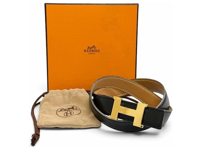 Hermès Hermes Vintage Mini Constance Wendelgürtel aus Leder Braun Schwarz - Ansicht 2