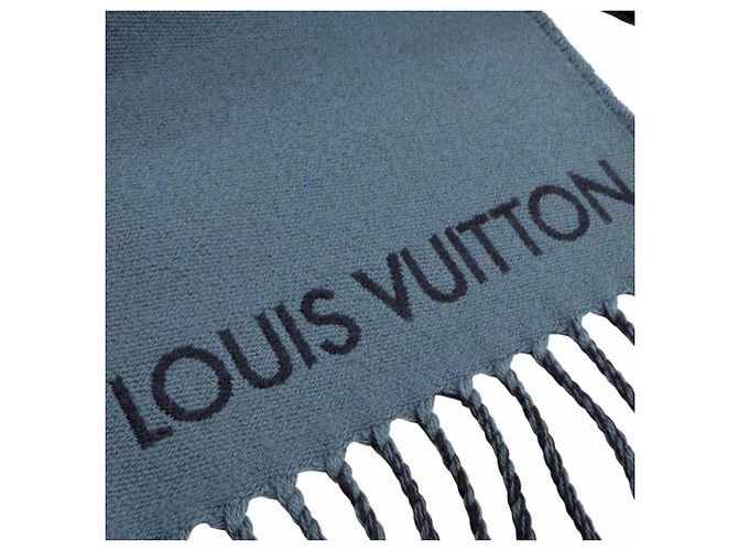 Stola Louis Vuitton in lana e cashmere blu navy - vista 6