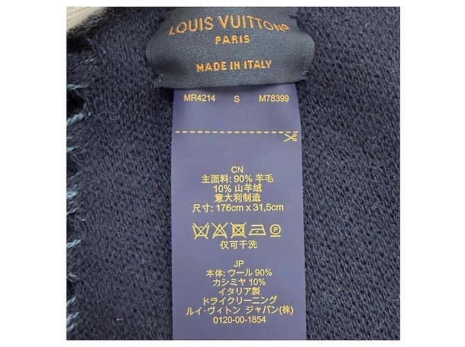 Stola Louis Vuitton in lana e cashmere blu navy - vista 7