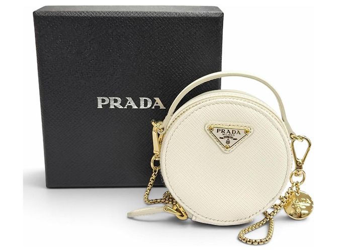 Prada Mini-Tasche aus Saffiano-Leder Weiß - Ansicht 2
