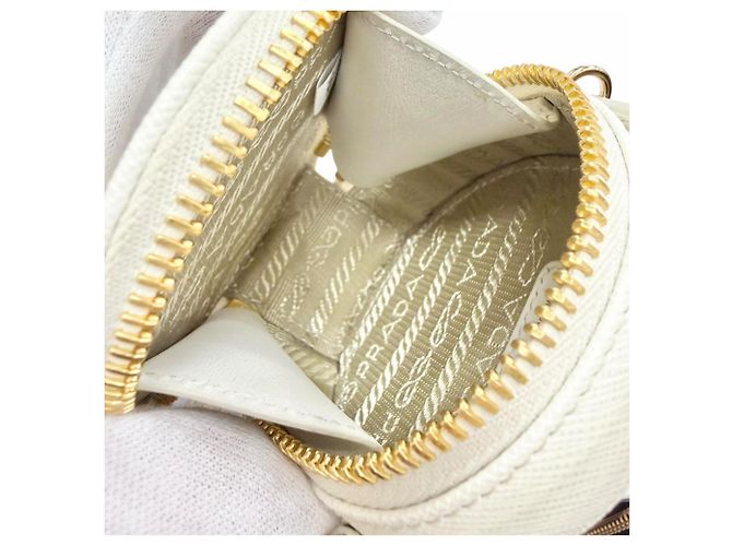 Prada Mini-Tasche aus Saffiano-Leder Weiß - Ansicht 7