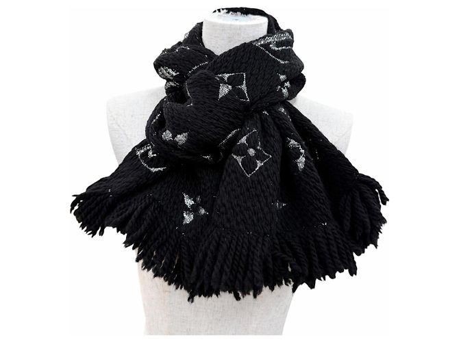 Stola in lana e seta nera e argento Louis Vuitton Nero - vista 2
