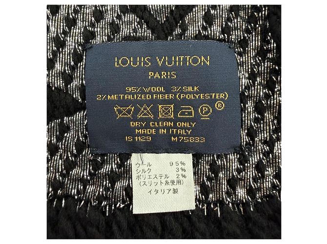 Stola in lana e seta nera e argento Louis Vuitton Nero - vista 6