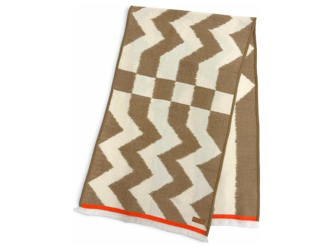 Hermès Hermes Ikat Electro Kaschmir-Stola Braun Orange Roh - Ansicht 3