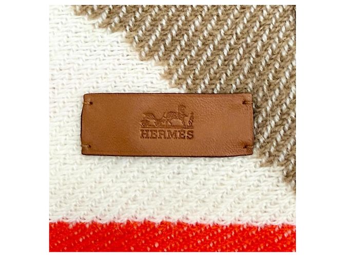 Hermès Hermes Ikat Electro Kaschmir-Stola Braun Orange Roh - Ansicht 6