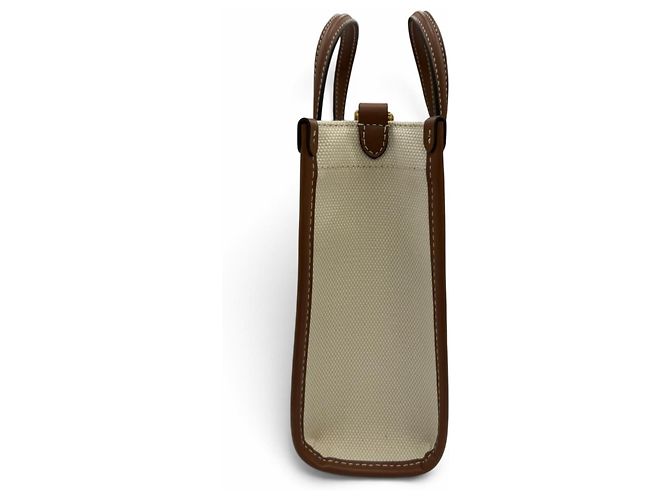 Borsa Tote 2-Way Mini Freya in tela e pelle Burberry Marrone Crudo - vista 5