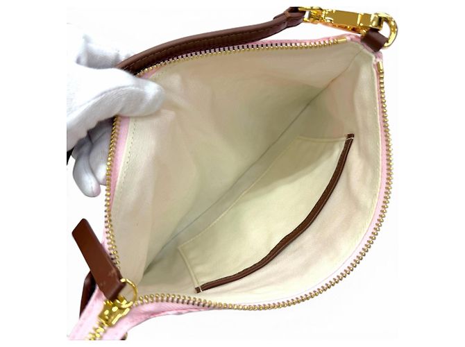 Marni Seaside Bicolor Schultertasche aus Leder und Raffia Pink - Ansicht 7