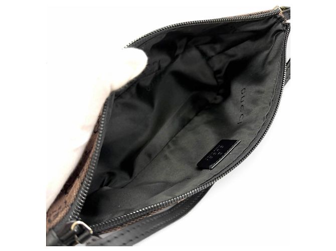 Pouch accessori in pelle e tela GG Vintage di Gucci Marrone scuro - vista 6