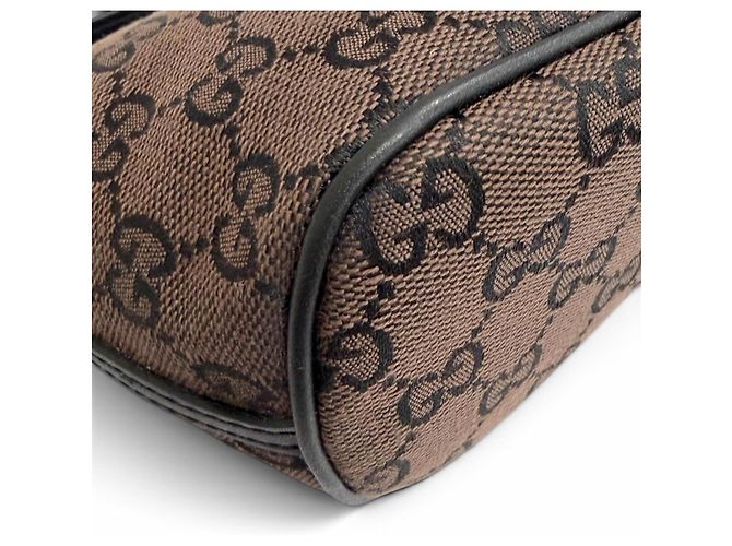 Pouch accessori in pelle e tela GG Vintage di Gucci Marrone scuro - vista 7