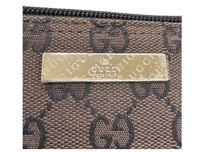 Pouch accessori in pelle e tela GG Vintage di Gucci Marrone scuro - vista 9