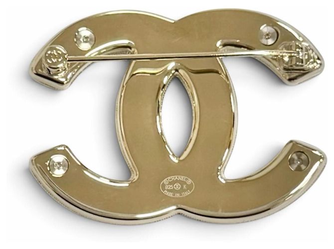 Broche Chanel Coco Mark Logo Stitch Plata Dorado - vista 3