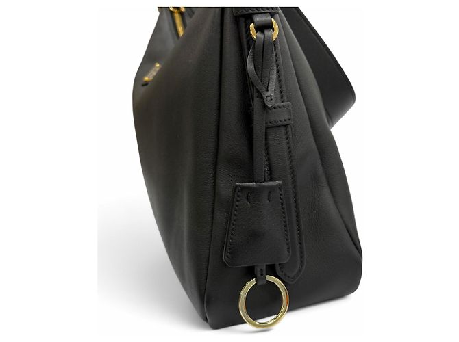 Bolsa de Ombro Prada Aimé Large em Couro Grão Macio Preto - vista 11