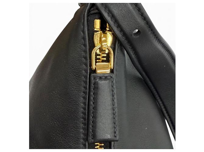 Bolsa de Ombro Prada Aimé Large em Couro Grão Macio Preto - vista 12