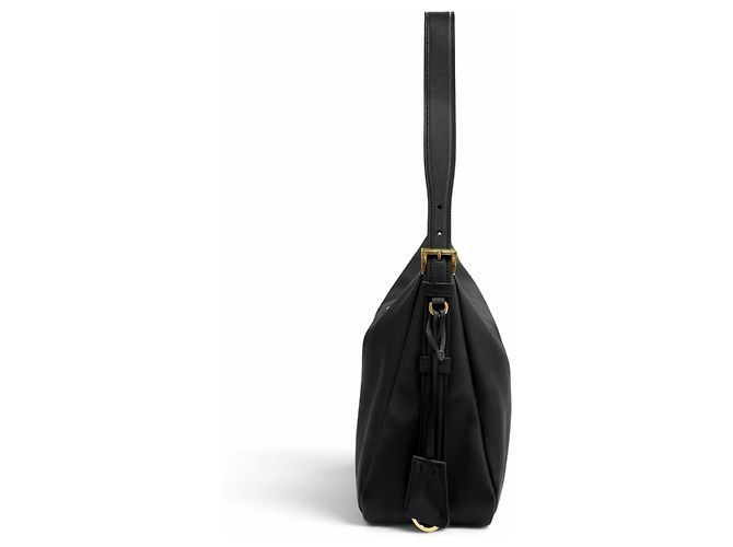 Bolsa de Ombro Prada Aimé Large em Couro Grão Macio Preto - vista 5