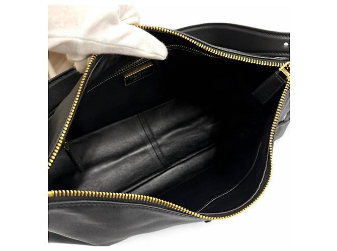Bolsa de Ombro Prada Aimé Large em Couro Grão Macio Preto - vista 7