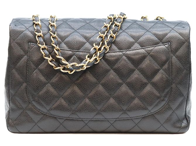 Borsa a tracolla Chanel in pelle caviar nera Nero - vista 3