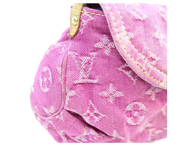 Borsa a spalla Mini Pleaty Louis Vuitton Monogram Denim Fuchsia Pink Rosa - vista 10