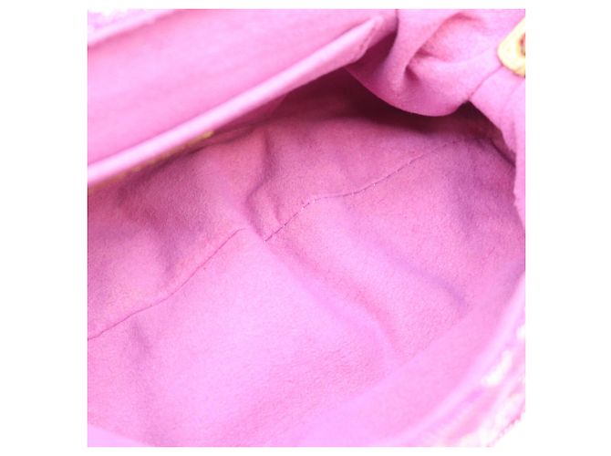 Borsa a spalla Mini Pleaty Louis Vuitton Monogram Denim Fuchsia Pink Rosa - vista 13