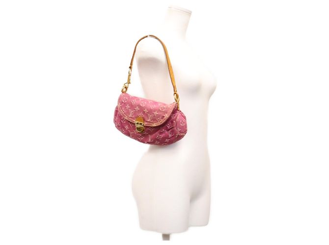 Borsa a spalla Mini Pleaty Louis Vuitton Monogram Denim Fuchsia Pink Rosa - vista 15