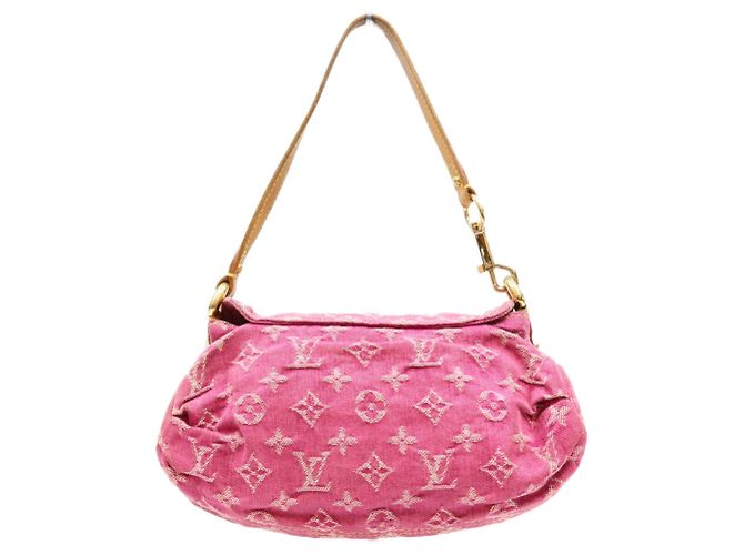 Borsa a spalla Mini Pleaty Louis Vuitton Monogram Denim Fuchsia Pink Rosa - vista 3
