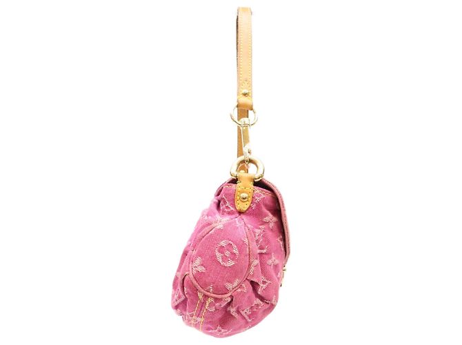 Borsa a spalla Mini Pleaty Louis Vuitton Monogram Denim Fuchsia Pink Rosa - vista 4