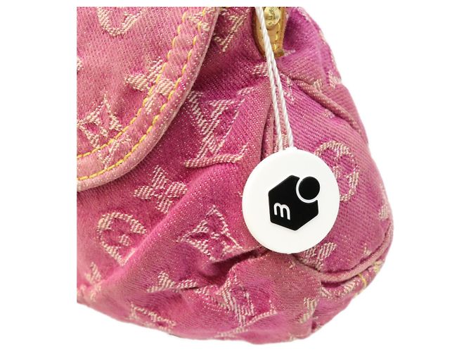 Borsa a spalla Mini Pleaty Louis Vuitton Monogram Denim Fuchsia Pink Rosa - vista 7