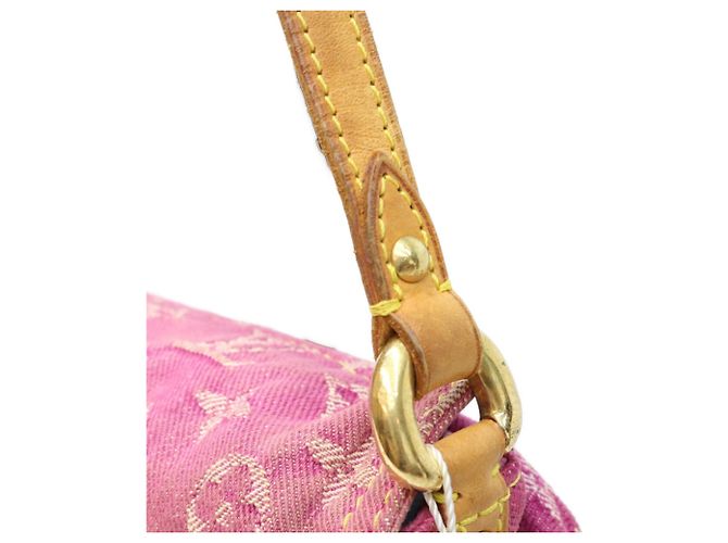 Borsa a spalla Mini Pleaty Louis Vuitton Monogram Denim Fuchsia Pink Rosa - vista 8