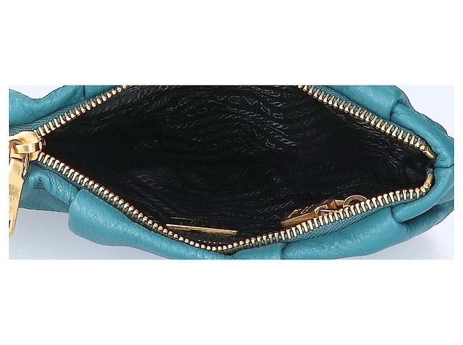 Pouch Prada in pelle raccolta in Turquoise Turchese - vista 6