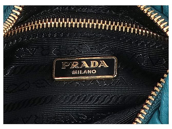 Pouch Prada in pelle raccolta in Turquoise Turchese - vista 7