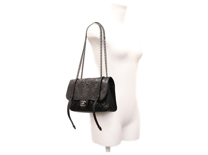 Borsa a tracolla Chanel in vitello nero - vista 14